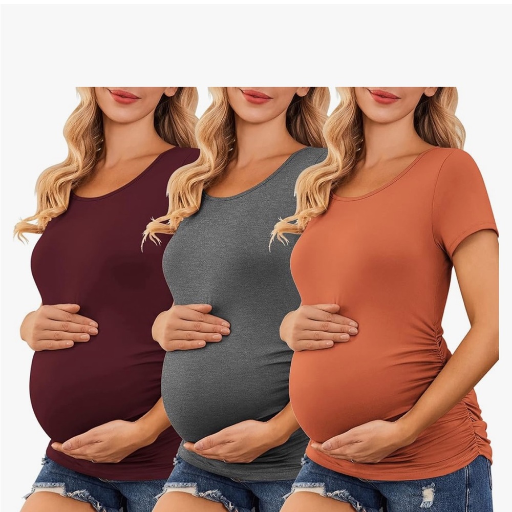 Women's Maternity Tops - Burgundy, Gray, and Orange